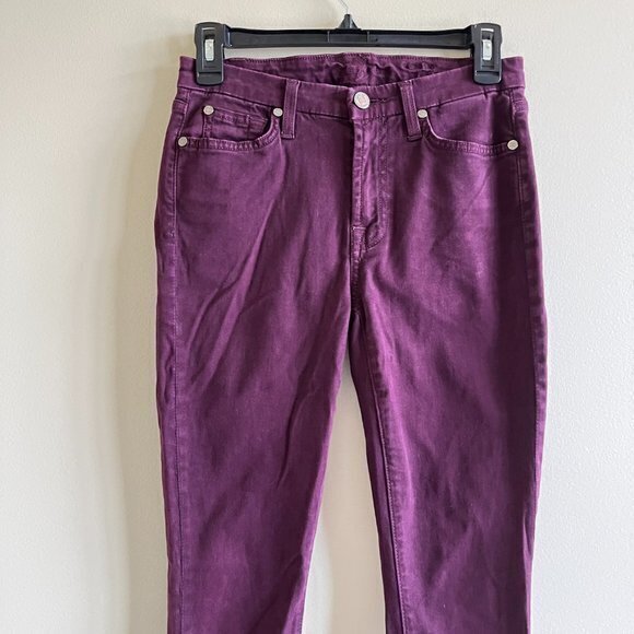 7 For‎ All Mankind Pink Au0353256a Skinny Jeans Maroon Pants Womens Size 27 - Picture 2 of 8